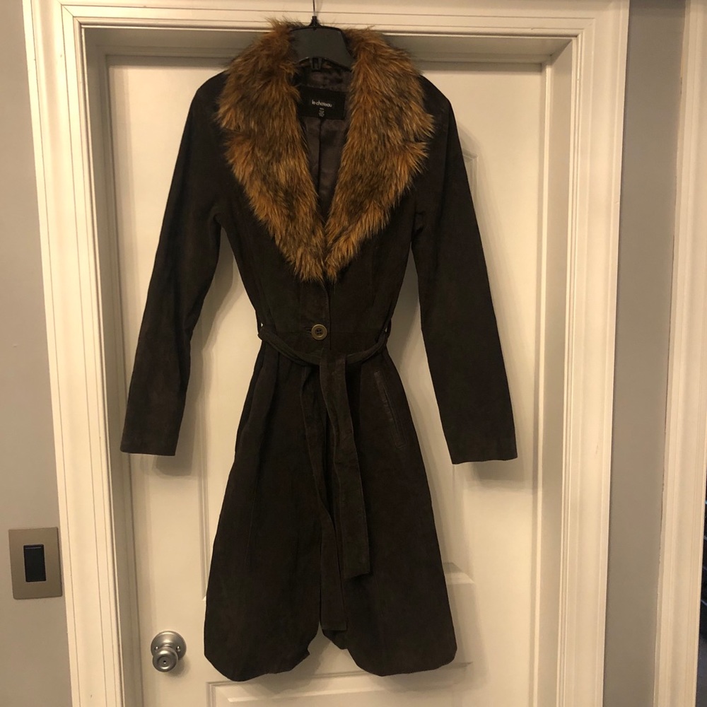 Le Chateau Genuine Suade trench jacket